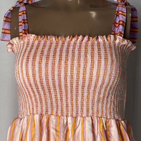 Anthropologie Dolan Caroline Tiered Maxi Dress Orange Multi Stripe Size S | NWT - Picture 8 of 9